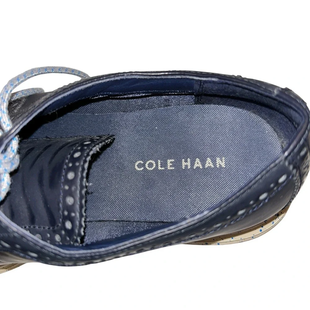 Cole Haan Lunargrand Oxford 8.5 Mens Navy Blue Leather Wingtip Speckled C12091